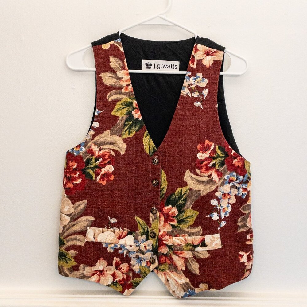 Vintage J.G. Watts Floral Tapestry Vest | Size S | Bold Cottagecore - Picture 2 of 5